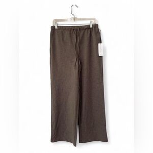 Madison D’Amelie Wide Leg Checkered Drawstring Pants in Brown
